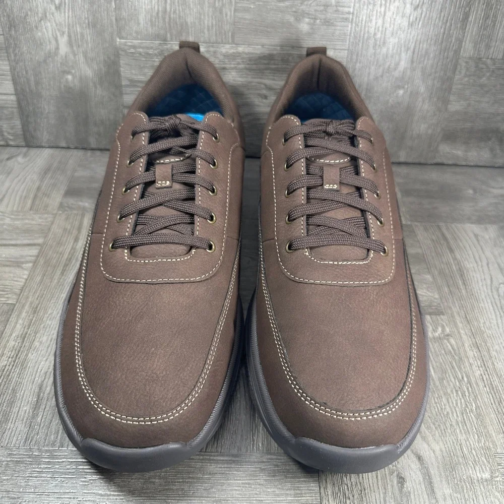 Dockers Sanderson Mens 12 Work Shoes Brown Slip Resistant Oxford 90-23858 NEW